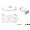 Riho Madrid vrijstaand ligbad 180x86x54 solid surface mat wit BS40005 technische tekening