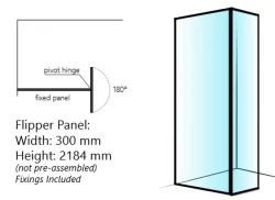 Shower Retro Design klapwandje met mat zwarte kader rondom 30cm 8mm glas anti-kalk 1208851592