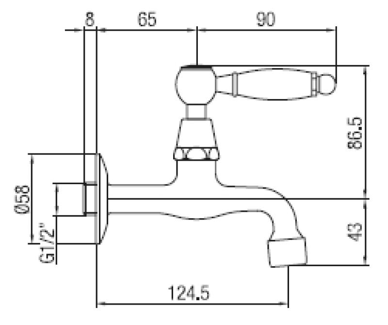 PB klassieke muur fonteinkraan met witte hendel koud water rvs 1208853532