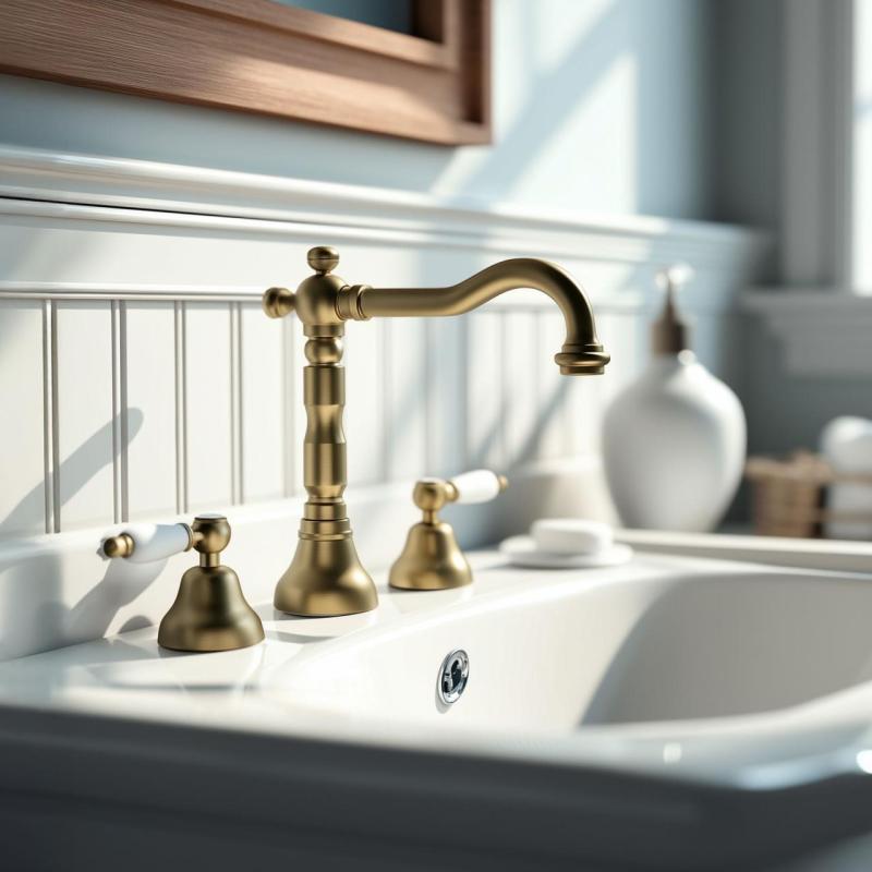PB klassieke kraan 3 gats wastafelkraan Witte hendels Brons 1208854272