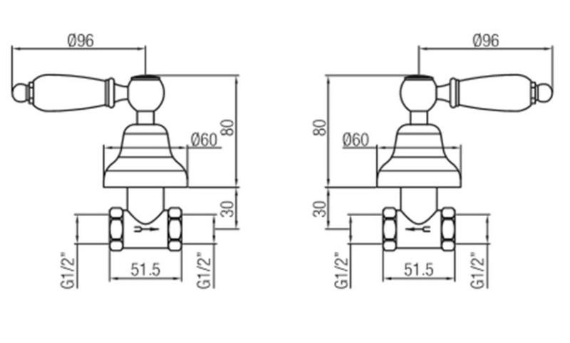 PB klassieke kraan inbouw doucheset met witte hendels RVS 1208854582