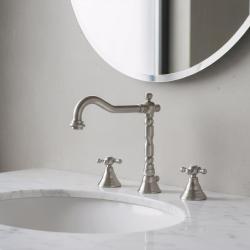 PB klassieke 3 gats wastafelkraan sterknoppen uitloop 18,5 cm RVS 1208854952