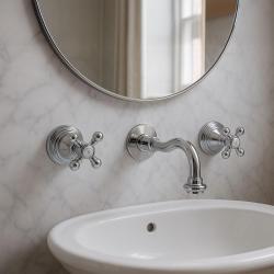 PB klassieke inbouw muurkraan met sterknoppen 20 cm uitloop Chroom 1208855072