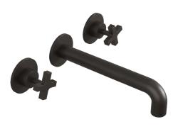 Waterevolution Cruz 3-Gats inbouw wastafelkraan mat zwart 19cm uitloop 1208916572