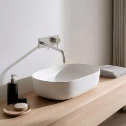 Waterevolution Flow inbouw wastafelkraan met afdekplaat volledig RVS met uitloop 25cm T1161BIE-25