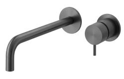 Waterevolution Flow Inbouw Wastafelkraan PVD Gun Metal met uitloop 21 cm T116BGME-21