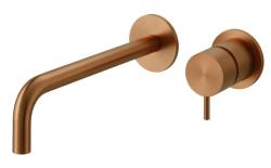 Waterevolution Flow Inbouw Wastafelkraan PVD Geborsteld Koper met uitloop 21 cm T116BCPE-21