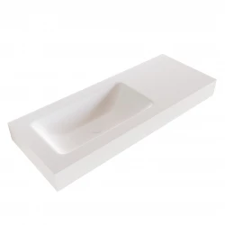 Solid-S Big small solid surface vrijhangende wastafel 100x46x12cm mat wit - 1 wasbak links 1208947398