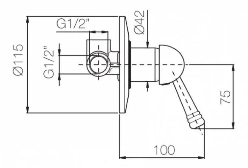 PB nostalgische Inbouw mengkraan met Witte Hendel RVS