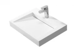Solid-S Quatra wastafel solid surface mat wit zonder kraangat 60x45,5cm 1208775682