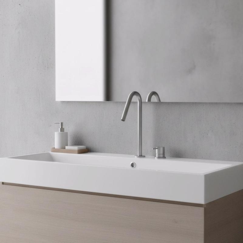 Waterevolution Flow 2-gats wastafelkraan RVS met hoge V 120mm uitloop T1122VIE