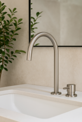 Waterevolution Flow 2-gats wastafelkraan volledig RVS met hoge U 200mm uitloop T1122UIE