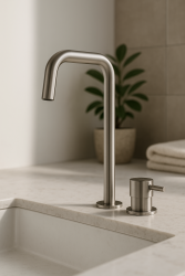 Waterevolution Flow 2-gats wastafelkraan hoge uitloop 222 RVS T122HIE