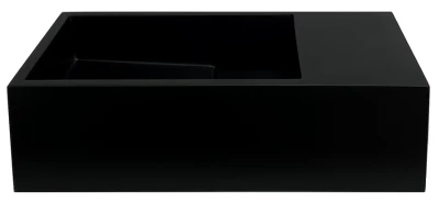Solid-S Fontein solid surface mat zwart B36xD18xH10 cm met cover model rechts zonder kraangat 1208954164