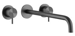 Waterevolution Flow 3-gats Inbouw Wastafelkraan PVD Gun metal met uitloop 21 cm T1163FGME-21