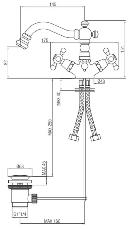 PB klassieke bidetkraan 145 mm uitloop Brons