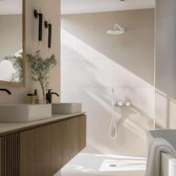 Waterevolution Flow inbouw doucheset mat wit met thermostaat regendouche en handdouche 1208957344