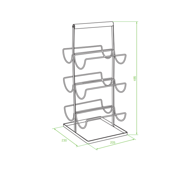 EPKA Bamboo zwart wijnflessenrek steel 48.5x23x20.5cm 1208958251