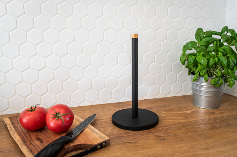 EPKA Bamboo staal papieren handdoekhouder zwart 34.3x15x15cm 1208958255