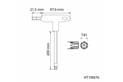 Hoegert T-type torx beveiligingssleutels lang TT45 1208960131