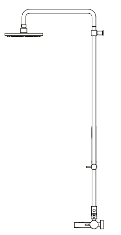 Waterevolution Flow drie-weg douchemengkraan met hand- en hoofddouche light gold 250mm T131N25WGE