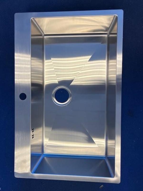 OUTLET Schade Ausmann Oder Blue grote rvs spoelbak 79x50cm vlakbouw en opbouw met kraangatbank 	1208969649