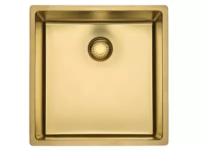 Reginox New York PVD comfort RVS spoelbak goud PVD Gold 40x40 vlakbouw onderbouw en opbouw 1208953779