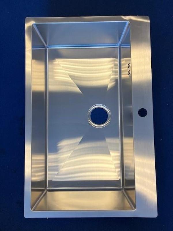 OUTLET BESCHADIGD Ausmann Oder Blue grote rvs spoelbak 79x50cm vlakbouw en opbouw met kraangatbank 1208971784