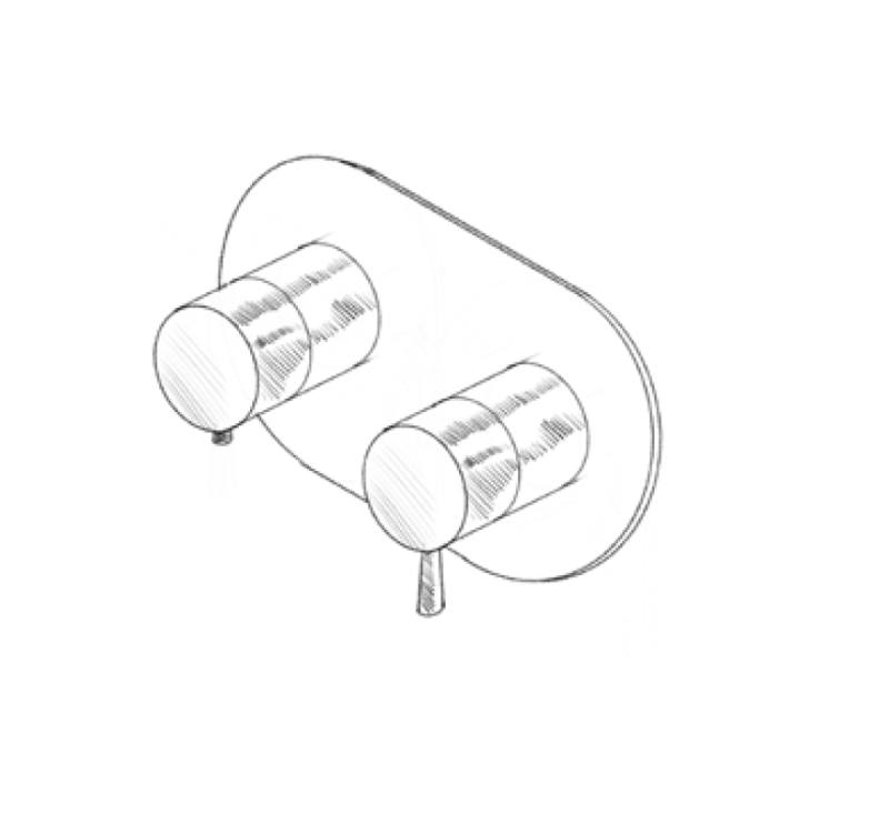 MURO TUA inbouw douchethermostaat kraan met 3 uitgangen chroom M1.B33T.S.CR