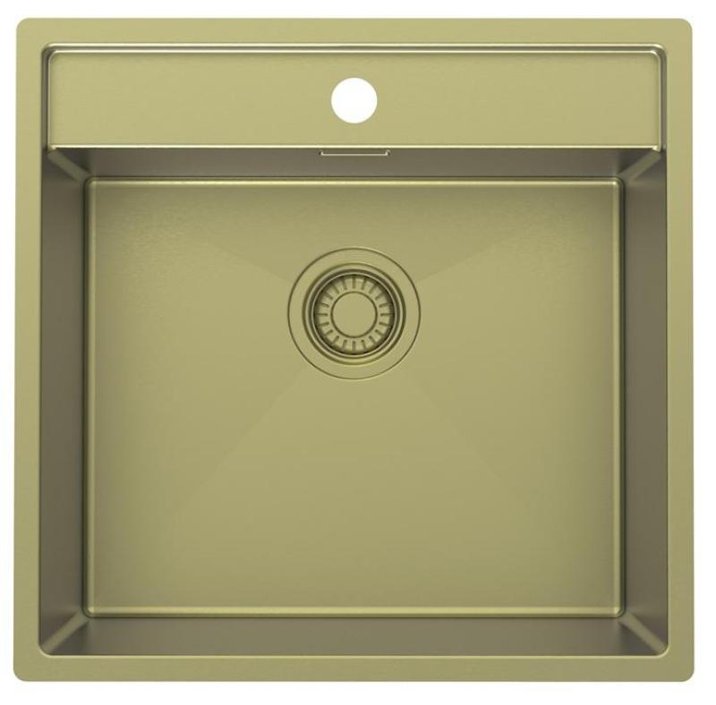 OUTLET Hoek gebogen Pure.Sink Luxion Gouden spoelbak 51x50 cm Tapwing met kraangatbank 1208972440